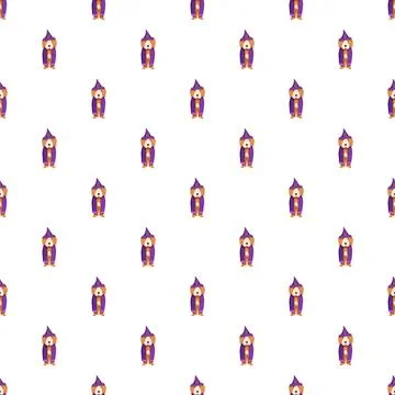 Cute dog wizard repeating seamless pattern for magic theme Stock Illustration