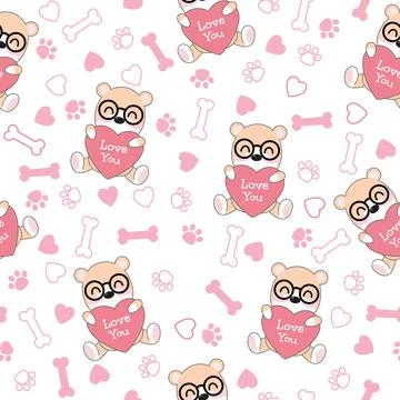 Cute Dogs pattern, different dogs seamless wallpaper, Celebrations and Valent Stock Illustration
