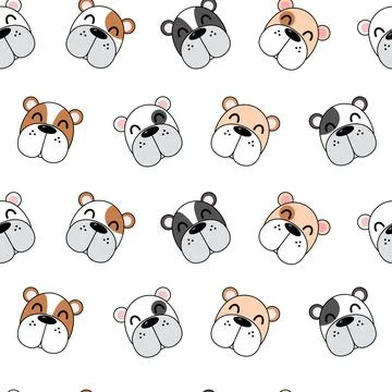 Cute Dogs pattern, different dogs seamless wallpaper. Stock Illustration
