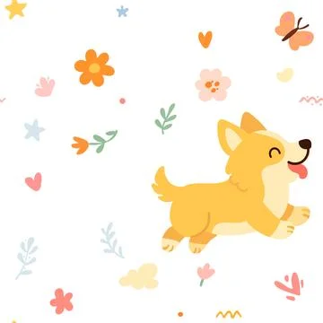 Cute dogs seamless pattern.  dog pattern design in hand-drawn style.  animal Stock Illustration