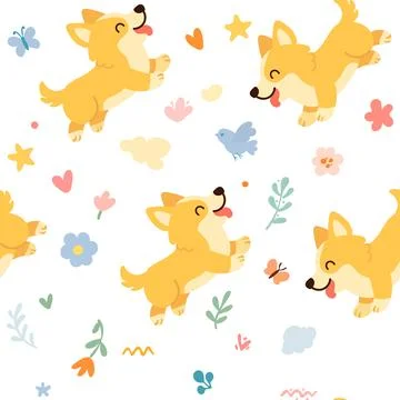 Cute dogs seamless pattern.  dog pattern design in hand-drawn style.  animal Stock Illustration