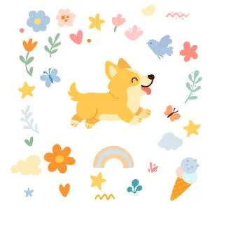 Cute dogs seamless pattern.  dog pattern design in hand-drawn style.  animal Stock Illustration