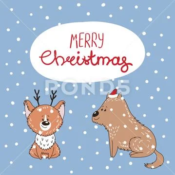 Cute Dogs Winter Holidays Greeting Card