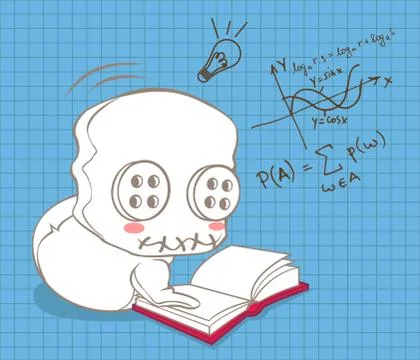 Cute doll is learning  Mathematics. Stock Illustration