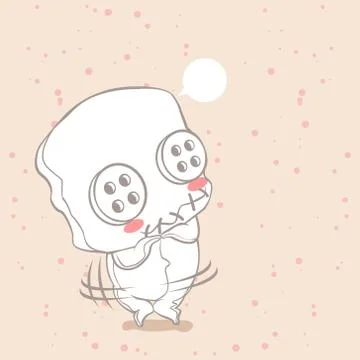 Cute doll is shy. Stock Illustration