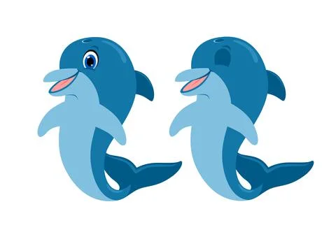 Cute dolphin cartoon illustration. Vector for animation Stock Illustration