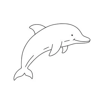 Cute dolphin drawing jumping line art Stock Illustration