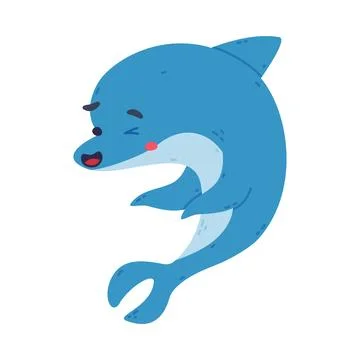 Cute dolphin winking its eye. Funny dolphinfish character cartoon vector Ilustración de archivo