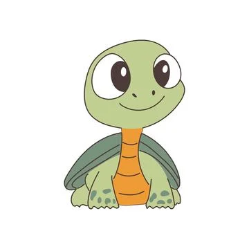 Cute domestic turtle in flat design. Friendly baby tortoise, reptile pet. V.. Illustrazione stock