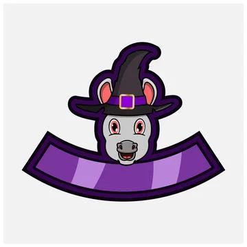Cute Donkey Head Character. For Logo, Icon, badge, emblem and label with Wi.. Stock Illustration