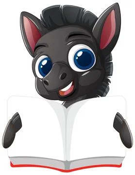 Cute Donkey Reading a Book Stock Illustration