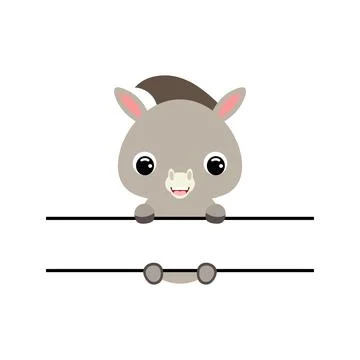 Cute donkey split monogram. Funny cartoon character for shirt, scrapbooking Stock Illustration