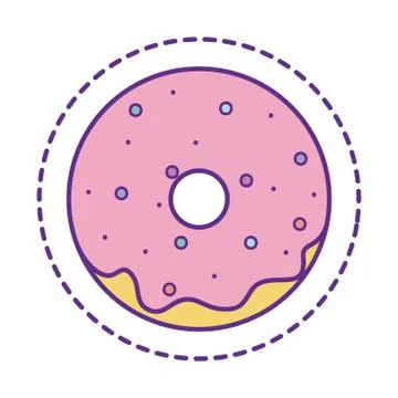 Cute donut patch line and fill style icon vector design Illustrazione stock