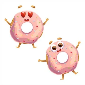 Cute donut vector illustration. Donut, joy, emotions, fun, love Stock Illustration