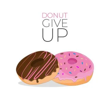 Cute donuts isolated on white background witn text. Stock vector illustration. Stock-Illustration