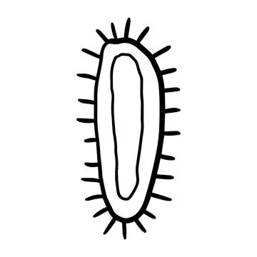 Cute doodle bacterium, bacillus, virus Stock Illustration