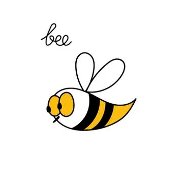 Cute doodle bee. Vector hand drawn illustration. Black and white Stock Illustration