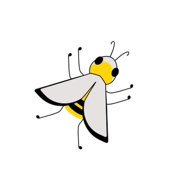 Cute doodle bee. Vector hand drawn illustration . isolated on white background Stock Illustration