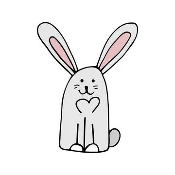 Cute doodle bunny for easter design. Stock Illustration