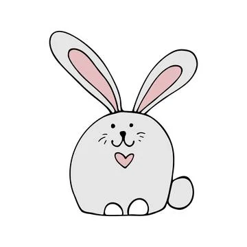 Cute doodle bunny for easter design. Stock Illustration