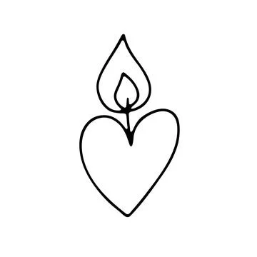Cute doodle burning candle in the shape of a heart 스톡 일러스트