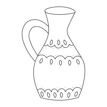 Cute doodle ceramic jug design element illustration. Illustrazione stock