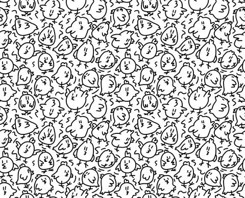 Cute doodle chicks Easter seamless pattern background Stock Illustration