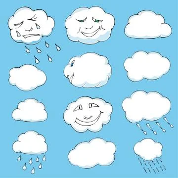 Cute doodle of clouds. Vector illustration Stock Illustration