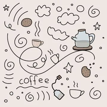 Cute doodle for coffee tea infuser bag Stock Illustration
