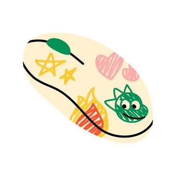 Cute doodle computer mouse with dragon pattern Stock Illustration