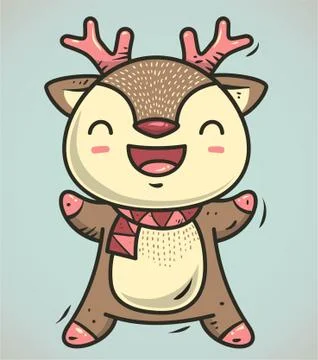 CUTE DOODLE DEER ISOLATED 스톡 일러스트