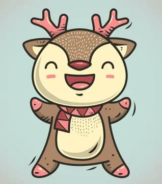 CUTE DOODLE DEER ISOLATED Stock Illustration