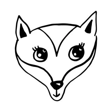 Cute doodle fox face. Funny animal head icon. Hand drawn isolated vector Illustrazione stock