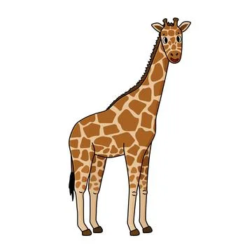 Cute doodle giraffe. Vector outline cartoon, single isolated, illustration on Stock Illustration