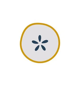 Cute doodle hand drawn colored half slice pear. Scandinavian style fruit. Vector Illustrazione stock