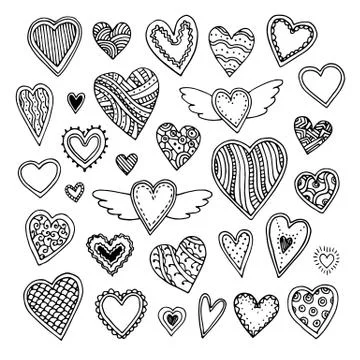 Cute doodle hearts. Stock-Illustration