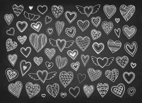 Cute doodle hearts. Stock Illustration