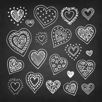 Cute doodle hearts. Stock Illustration