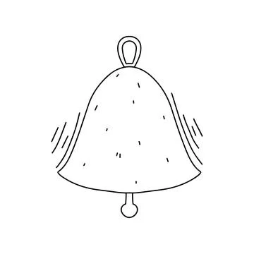 Cute doodle icon of ringing bell. Sketch style hand drawn illustration isol.. Stock Illustration