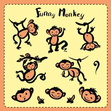 Cute doodle Monkey Stock Illustration