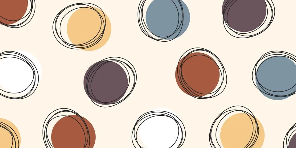 Cute doodle pattern of earth colors. Nice brush strokes and hand drawn line Stock Illustration