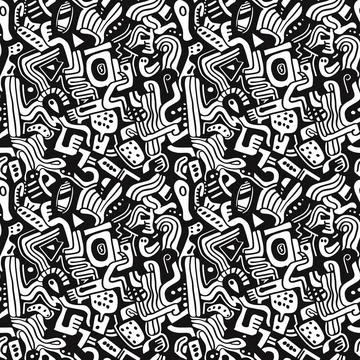	Cute Doodle Pattern For Fabric Print. Fun Doodle. Handmade Vector Illustration. Illustrazione stock