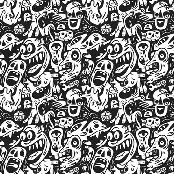 	Cute Doodle Pattern For Fabric Print. Fun Doodle. Handmade Vector Illustration. Stock Illustration