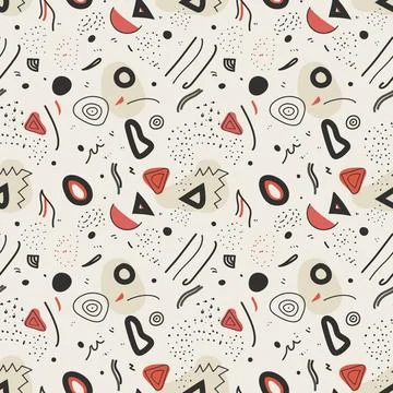 	Cute Doodle Pattern For Fabric Print. Fun Doodle. Handmade Vector Illustration. Stock Illustration