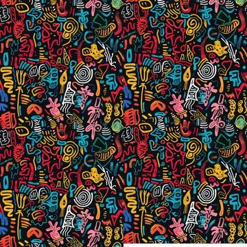 	Cute Doodle Pattern For Fabric Print. Fun Doodle. Handmade Vector Illustration. Stock Illustration