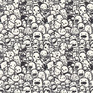 	Cute Doodle Pattern For Fabric Print. Fun Doodle. Handmade Vector Illustration. Illustrazione stock