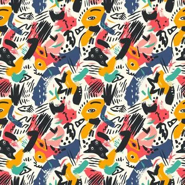 	Cute Doodle Pattern For Fabric Print. Fun Doodle. Handmade Vector Illustration. Illustrazione stock