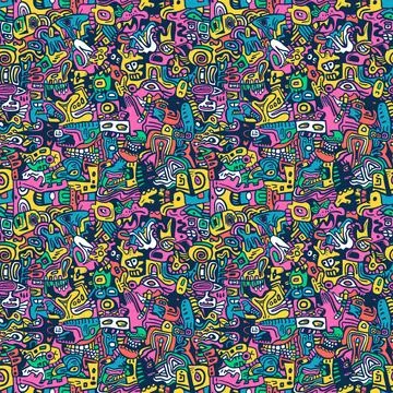 	Cute Doodle Pattern For Fabric Print. Fun Doodle. Handmade Vector Illustration. Illustrazione stock