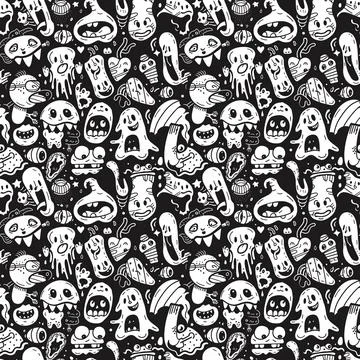 Cute Doodle Pattern For Fabric Print. Fun Doodle. Handmade Vector Illustration. Illustrazione stock