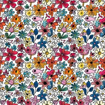 Cute Doodle Pattern For Fabric Print. Fun Doodle. Handmade Vector Illustration. Illustrazione stock